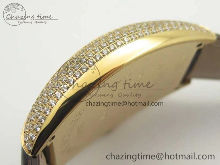 Casablanca 8880 Automatique RG GF 1:1 Best Edition Full Diamonds on Brown Leather Strap A2824
