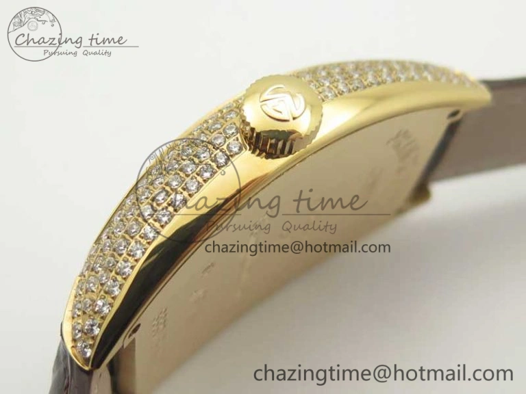 Casablanca 8880 Automatique RG GF 1:1 Best Edition Full Diamonds on Brown Leather Strap A2824
