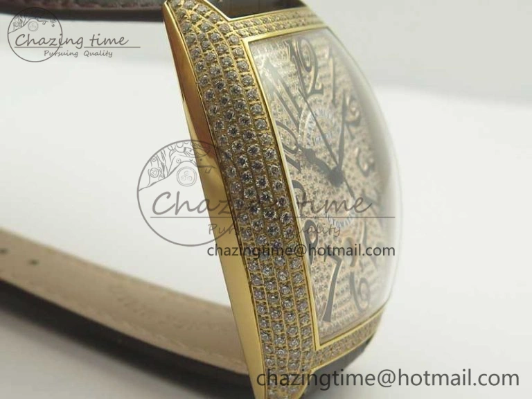Casablanca 8880 Automatique RG GF 1:1 Best Edition Full Diamonds on Brown Leather Strap A2824