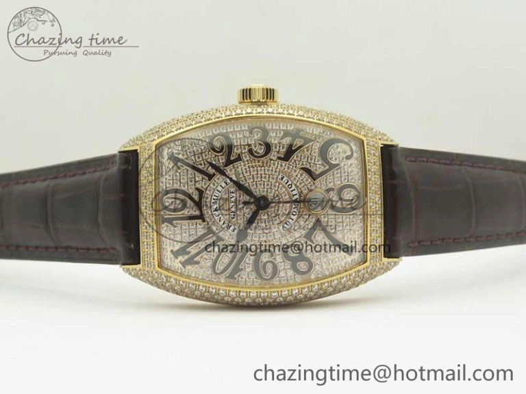 Casablanca 8880 Automatique RG GF 1:1 Best Edition Full Diamonds on Brown Leather Strap A2824