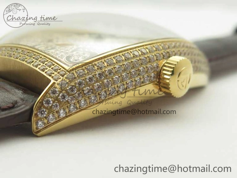 Casablanca 8880 Automatique RG GF 1:1 Best Edition Full Diamonds on Brown Leather Strap A2824