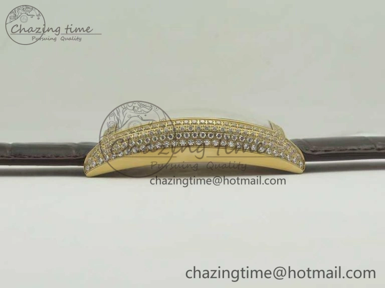 Casablanca 8880 Automatique RG GF 1:1 Best Edition Full Diamonds on Brown Leather Strap A2824