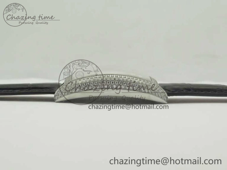 Casablanca 8880 Automatique SS GF 1:1 Best Edition Full Diamonds on Black Leather Strap A2824
