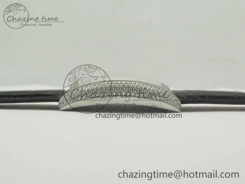 Casablanca 8880 Automatique SS GF 1:1 Best Edition Full Diamonds on Black Leather Strap A2824