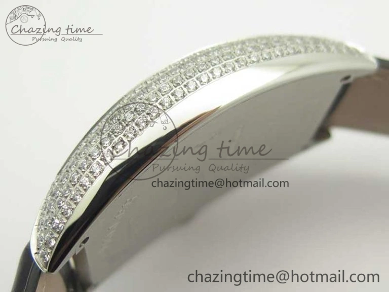 Casablanca 8880 Automatique SS GF 1:1 Best Edition Full Diamonds on Black Leather Strap A2824