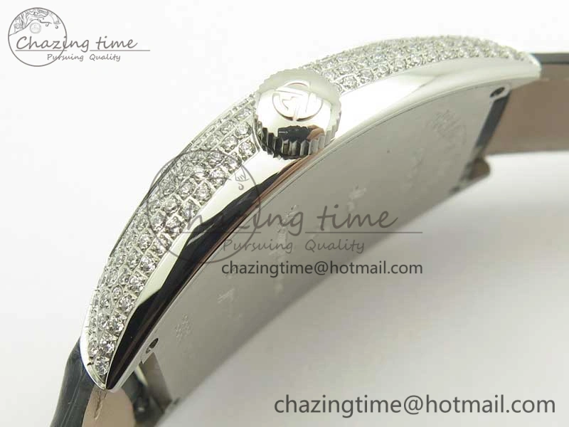 Casablanca 8880 Automatique SS GF 1:1 Best Edition Full Diamonds on Black Leather Strap A2824