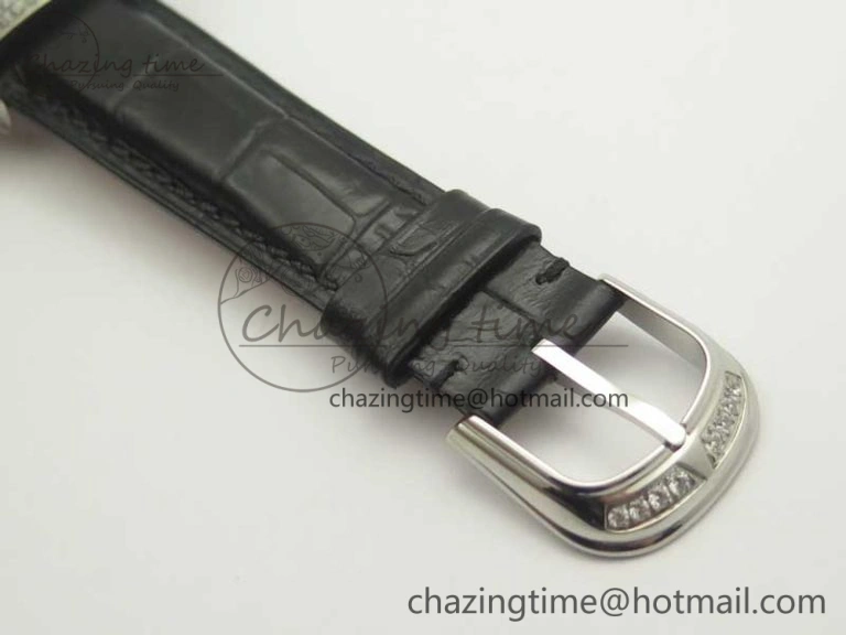 Casablanca 8880 Automatique SS GF 1:1 Best Edition Full Diamonds on Black Leather Strap A2824