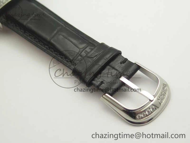 Casablanca 8880 Automatique SS GF 1:1 Best Edition Full Diamonds on Black Leather Strap A2824