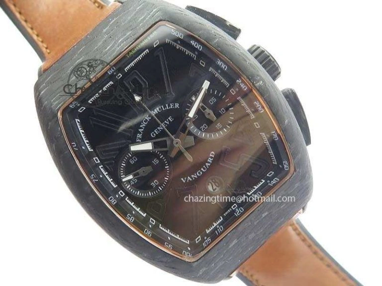 Casablanca VanGuard Forged Carbon Black Dial On Brown Leather Strap A7753