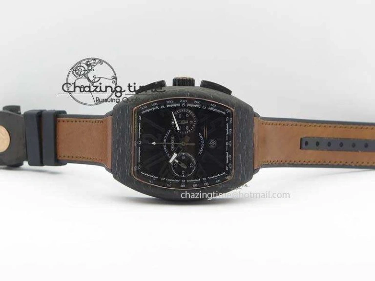 Casablanca VanGuard Forged Carbon Black Dial On Brown Leather Strap A7753