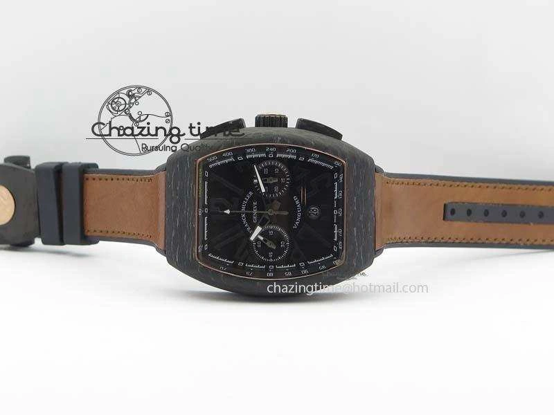 Casablanca VanGuard Forged Carbon Black Dial On Brown Leather Strap A7753