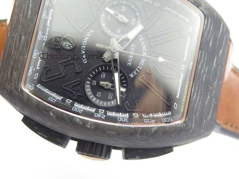 Casablanca VanGuard Forged Carbon Black Dial On Brown Leather Strap A7753