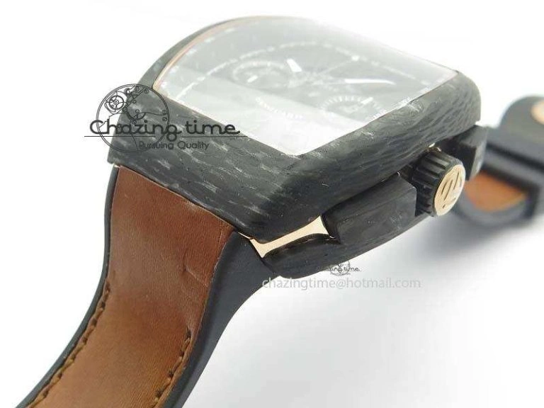 Casablanca VanGuard Forged Carbon Black Dial On Brown Leather Strap A7753