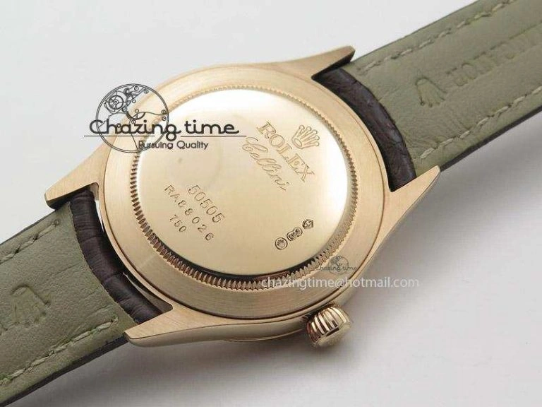 Cellini 50505 RG Black Dial on Brown Leather Strap A2824 BP Maker