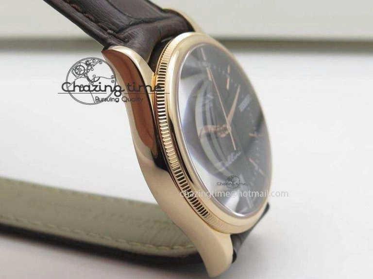 Cellini 50505 RG Black Dial on Brown Leather Strap A2824 BP Maker