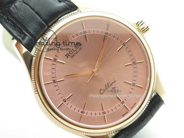 Cellini 50505 RG Pink Dial On Black Leather Strap A2813 BP Maker