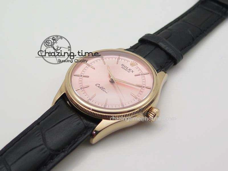 Cellini 50505 RG Pink Dial On Black Leather Strap A2813 BP Maker