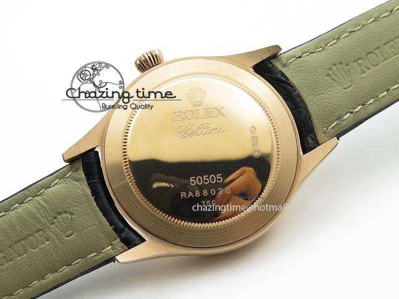 Cellini 50505 RG Pink Dial On Black Leather Strap A2813 BP Maker