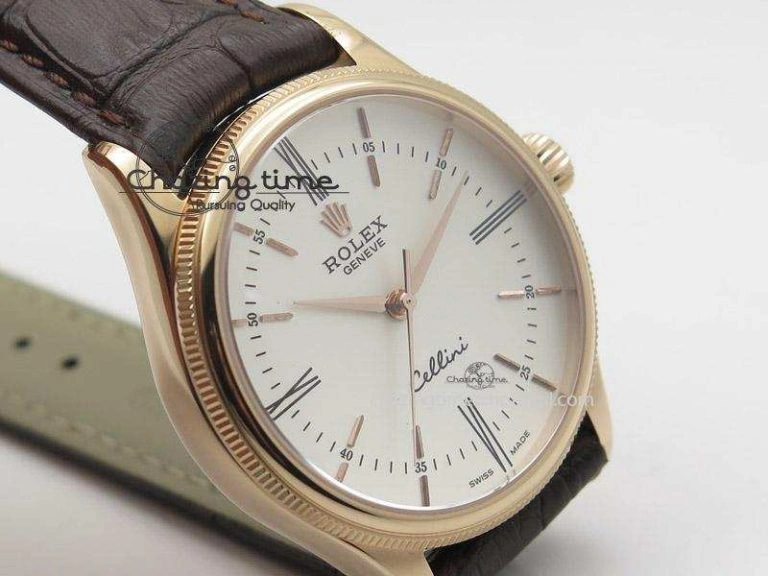 Cellini 50505 RG White Dial on Brown Leather Strap A2824 BP Maker