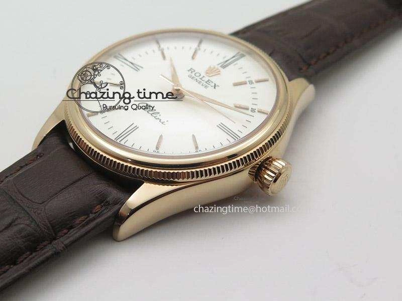 Cellini 50505 RG White Dial on Brown Leather Strap A2824 BP Maker
