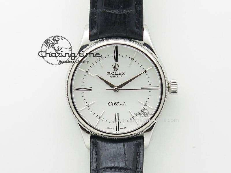 Cellini 50505 SS White Dial on Black Leather Strap A2824 BP Maker