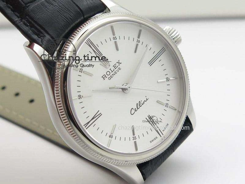Cellini 50505 SS White Dial on Black Leather Strap A2824 BP Maker