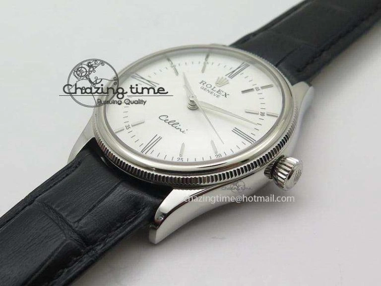 Cellini 50505 SS White Dial on Black Leather Strap A2824 BP Maker