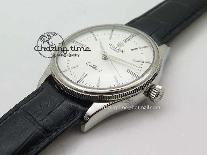 Cellini 50505 SS White Dial on Black Leather Strap A2824 BP Maker