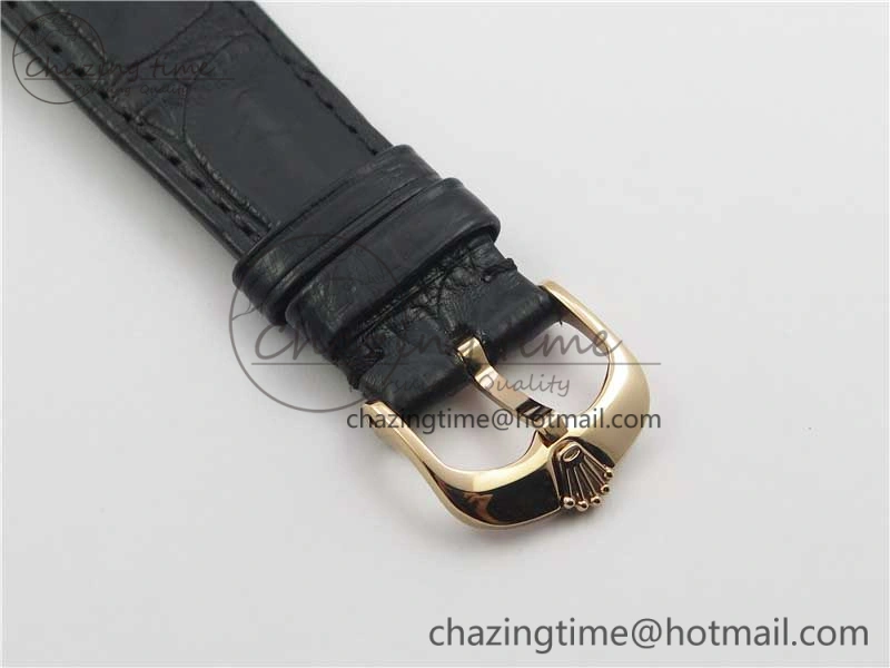 Cellini 50519 Real Date RG BP Maker Best Edition Black Dial Stick Markers on Black Leather Strap SA3165