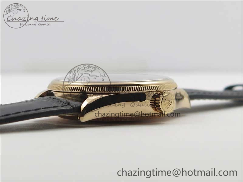 Cellini 50519 Real Date RG BP Maker Best Edition Black Dial Stick Markers on Black Leather Strap SA3165