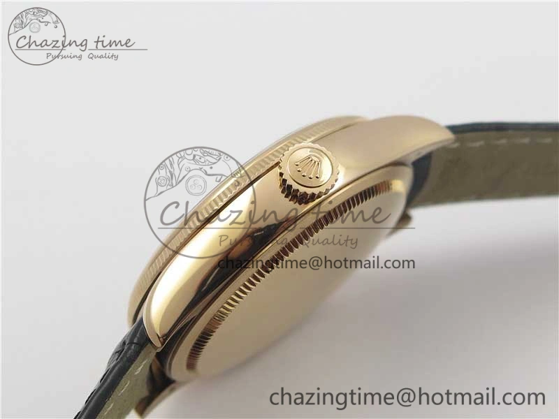 Cellini 50519 Real Date RG BP Maker Best Edition Black Dial Stick Markers on Black Leather Strap SA3165