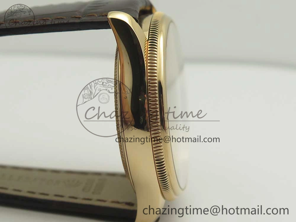 Cellini 50519 Real Date RG MK Best Edition Black Dial Sticks Markers on Brown Leather Strap A3165