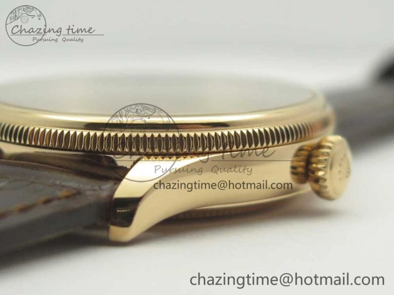 Cellini 50519 Real Date RG MK Best Edition Black Dial Sticks Markers on Brown Leather Strap A3165