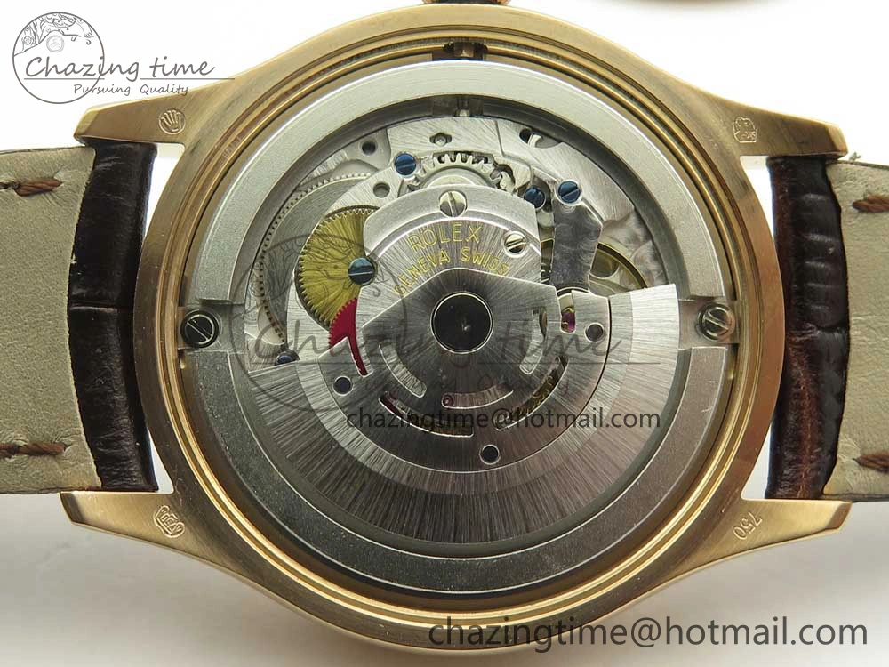 Cellini 50519 Real Date RG MK Best Edition Black Dial Sticks Markers on Brown Leather Strap A3165