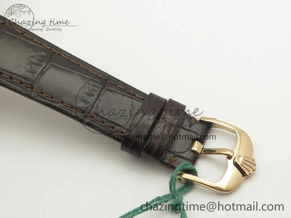 Cellini 50519 Real Date RG MK Best Edition Black Dial Sticks Markers on Brown Leather Strap A3165