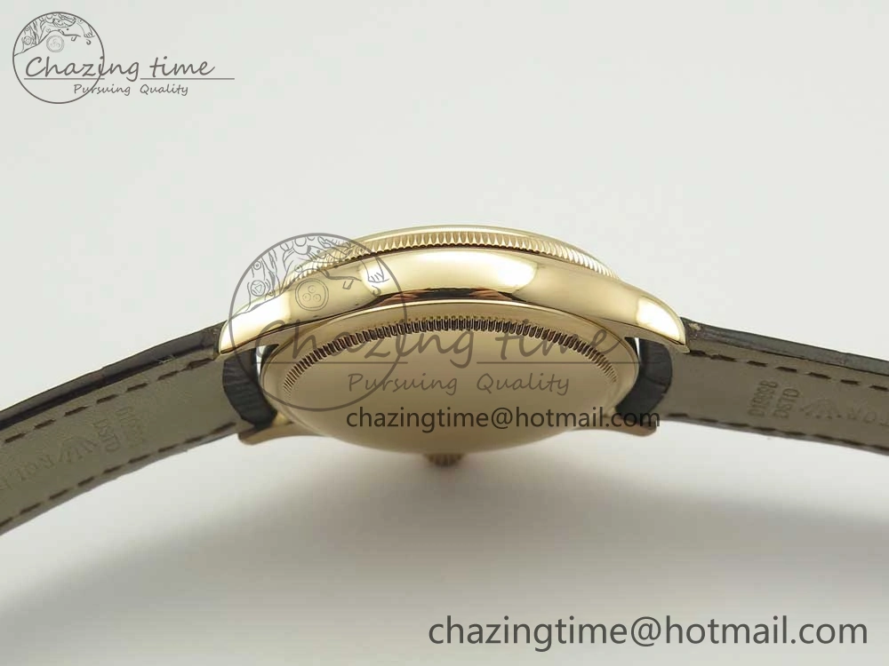 Cellini 50519 Real Date RG MK Best Edition White Dial Sticks Markers on Brown Leather Strap A3165
