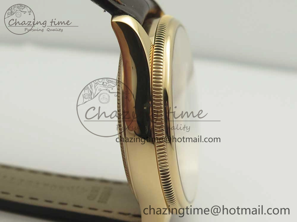 Cellini 50519 Real Date RG MK Best Edition White Dial Sticks Markers on Brown Leather Strap A3165