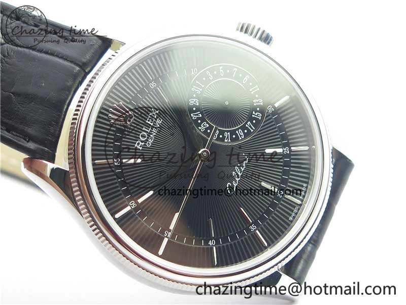 Cellini 50519 Real Date SS BP Maker Best Edition Black Dial Sticks Markers on Black Leather Strap SA3165
