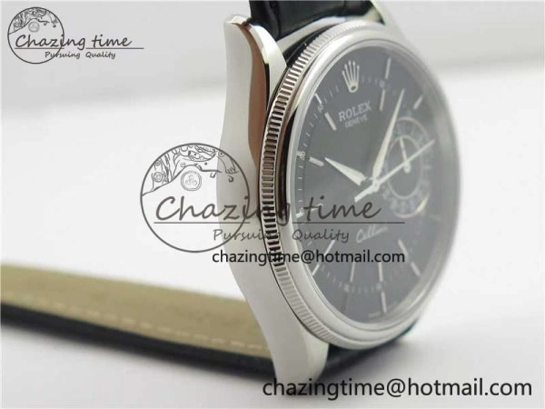 Cellini 50519 Real Date SS BP Maker Best Edition Black Dial Sticks Markers on Black Leather Strap SA3165