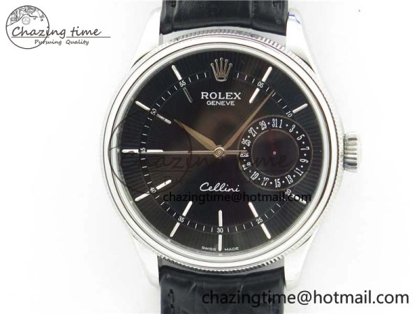 Cellini 50519 Real Date SS BP Maker Best Edition Black Dial Sticks Markers on Black Leather Strap SA3165