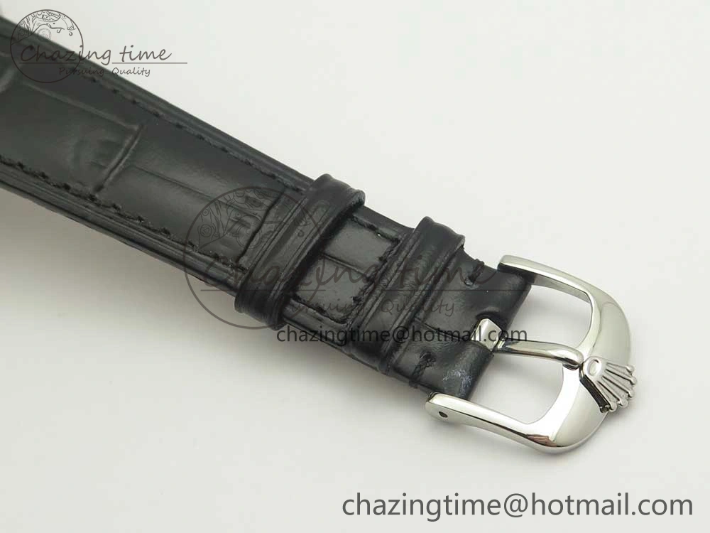 Cellini 50519 Real Date SS MK Best Edition Black Dial Sticks Markers on Black Leather Strap A3165