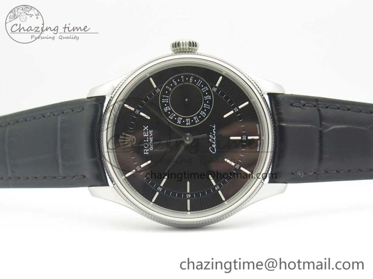 Cellini 50519 Real Date SS MK Best Edition Black Dial Sticks Markers on Black Leather Strap A3165