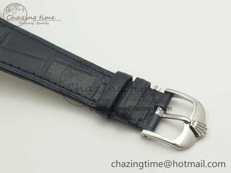 Cellini 50519 Real Date SS MK Best Edition Blue Dial Sticks Markers on Blue Leather Strap A3165