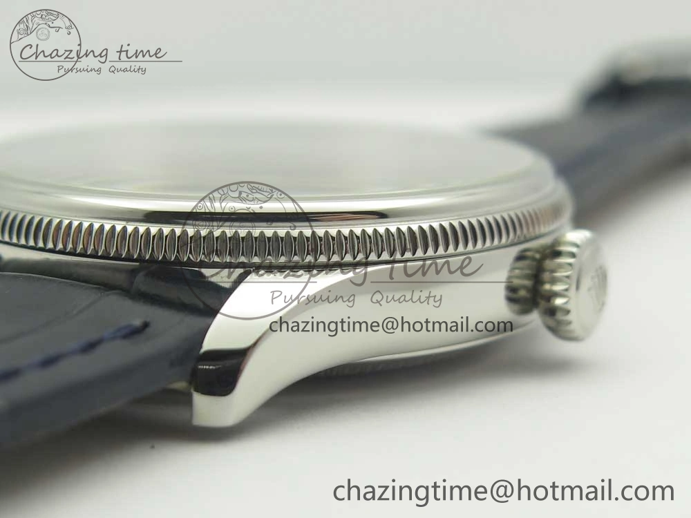 Cellini 50519 Real Date SS MK Best Edition Blue Dial Sticks Markers on Blue Leather Strap A3165