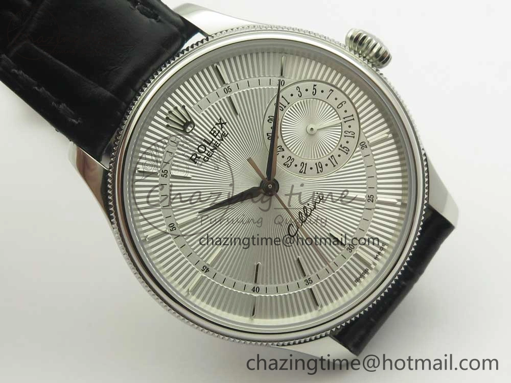 Cellini 50519 Real Date SS MK Best Edition Silver Dial Sticks Markers on Black Leather Strap A3165
