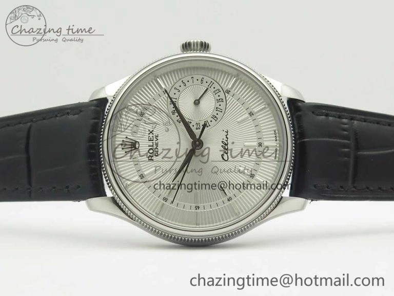 Cellini 50519 Real Date SS MK Best Edition Silver Dial Sticks Markers on Black Leather Strap A3165