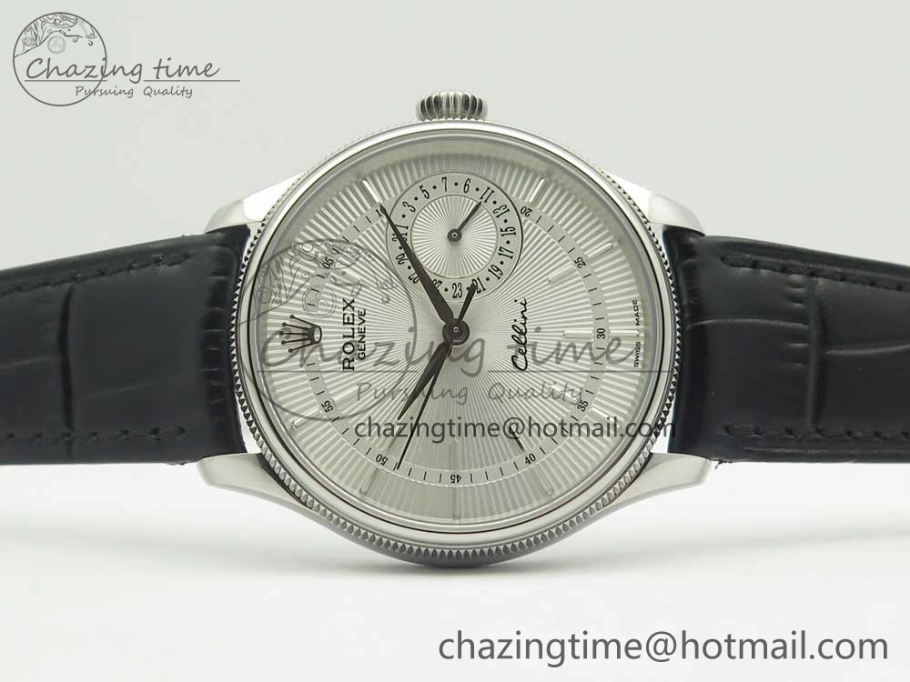 Cellini 50519 Real Date SS MK Best Edition Silver Dial Sticks Markers on Black Leather Strap A3165