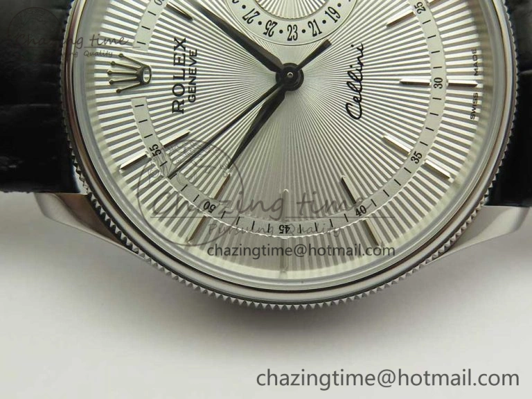 Cellini 50519 Real Date SS MK Best Edition Silver Dial Sticks Markers on Black Leather Strap A3165