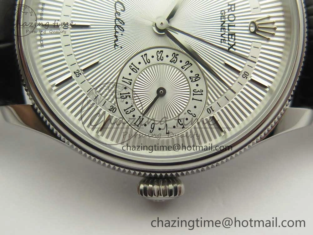 Cellini 50519 Real Date SS MK Best Edition Silver Dial Sticks Markers on Black Leather Strap A3165