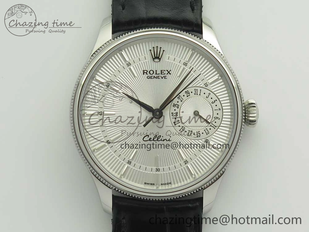 Cellini 50519 Real Date SS MK Best Edition Silver Dial Sticks Markers on Black Leather Strap A3165